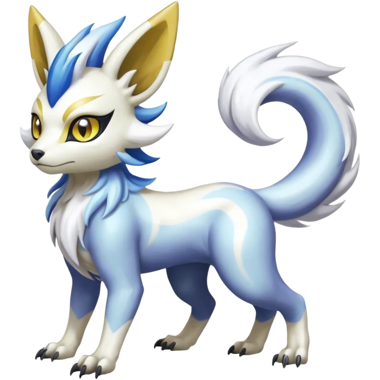 Colorful Skilled Adept Graceful Asian Painted Shiny Albino WereGarurumon-Meloetta-Renamon-Absol-fusion-hybrid-creature (full body) emoji