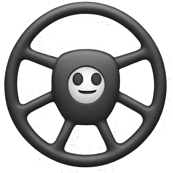 Happy emoji with car steering wheel emoji