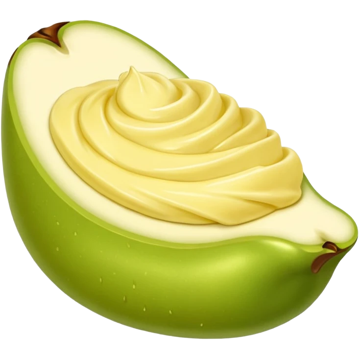 Erstelle eine Birne mit einem Stück geschmolzener Butter  emoji