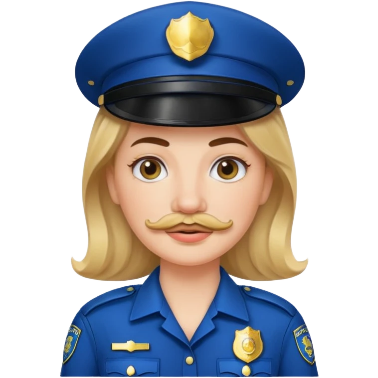 white woman with mustache wear police's uniform emoji