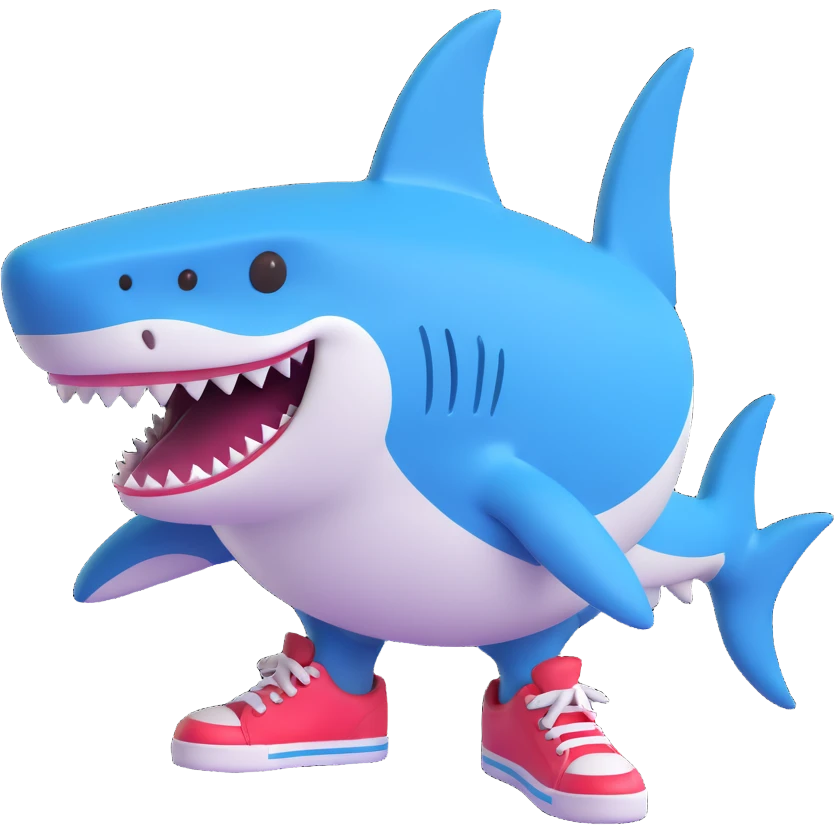 shark with colorful shoes emoji