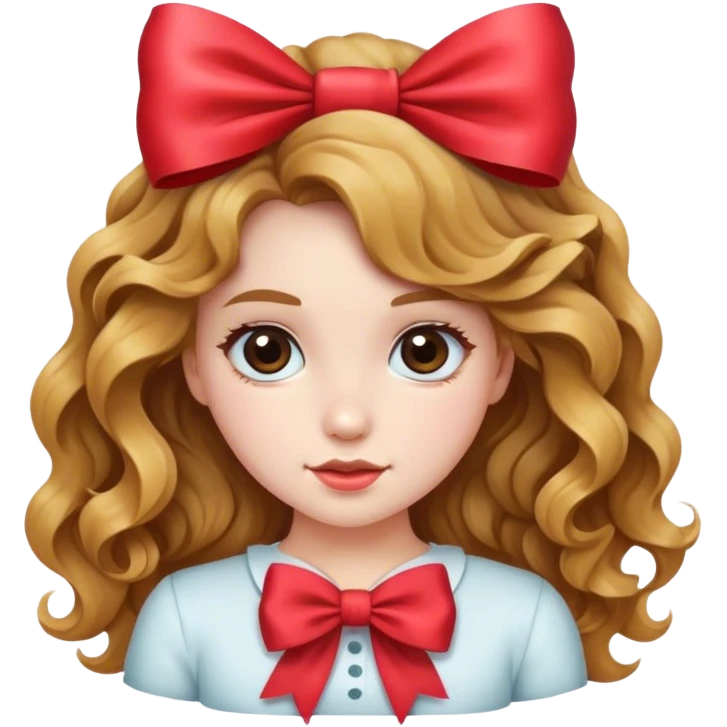 Chica cabello ondulado y con un lazo emoji
