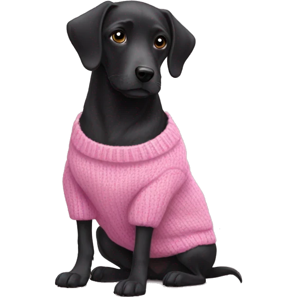 Black dog in pink sweater emoji