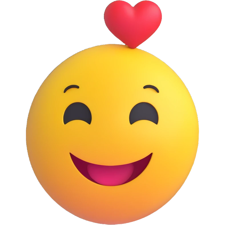 3D smiley emoji, round shape, in love face, with the text "szívem" emoji