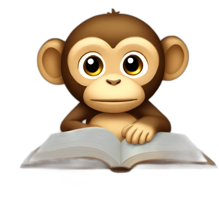 kawaii monkey studying emoji