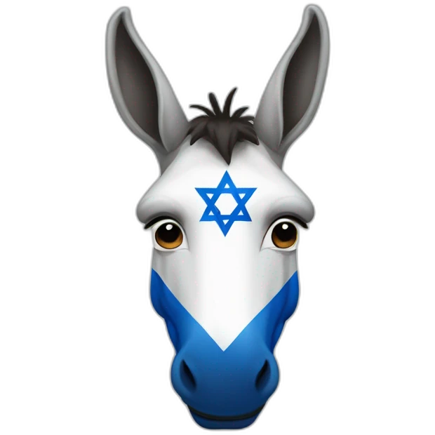 A donkey in the color of the Israeli flag emoji