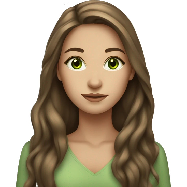 beautiful woman long brown hair green eyes beige skin emoji
