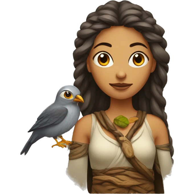 Druid woman with bird emoji