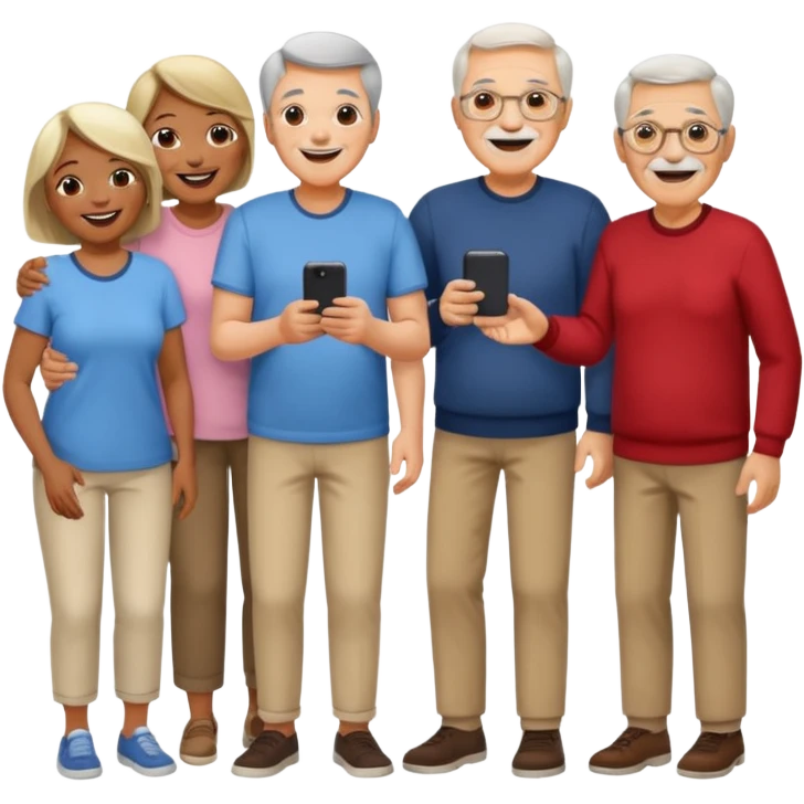 A large crowd of adults and seniors in casual clothing at an afterwork meeting emoji