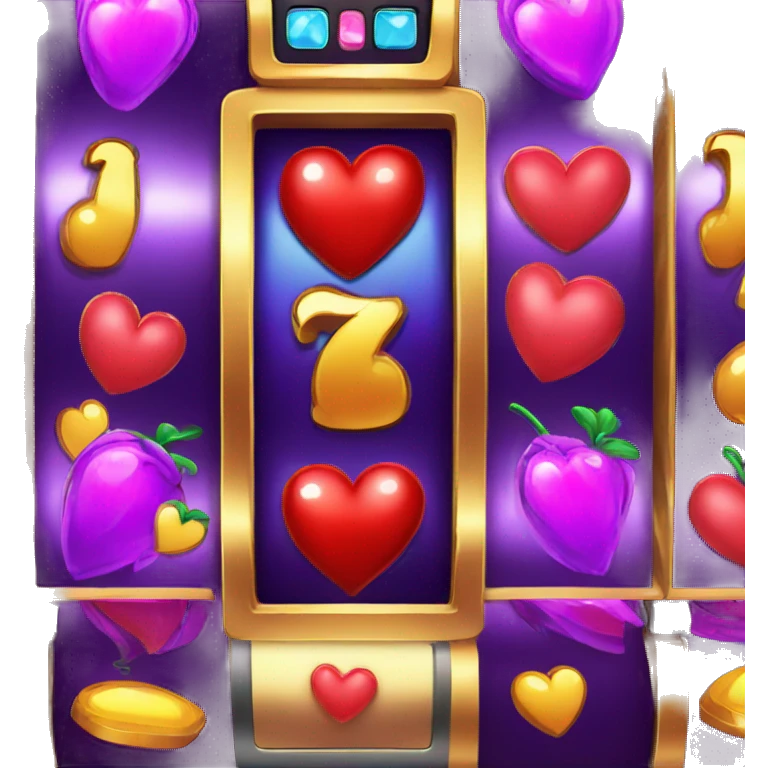 slot machine with heart, more hearts emoji