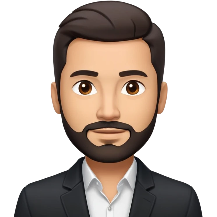 Good-looking broad-shouldered TV host in his mid-40s with light brown skin, short black hair with defined fade, light scruff beard, square face with pronounced jawline, friendly expression, open black jacket, white shirt with open collar and no tie emoji