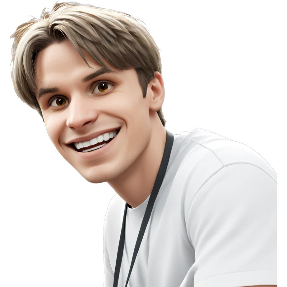 smiling boy in white shirt emoji