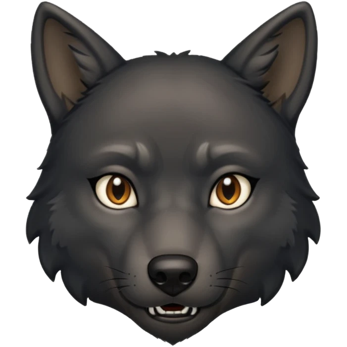 a questionning black wolf raising an eyebrow emoji