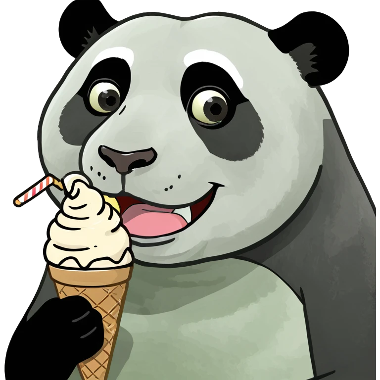 Panda eating ice cream emoji