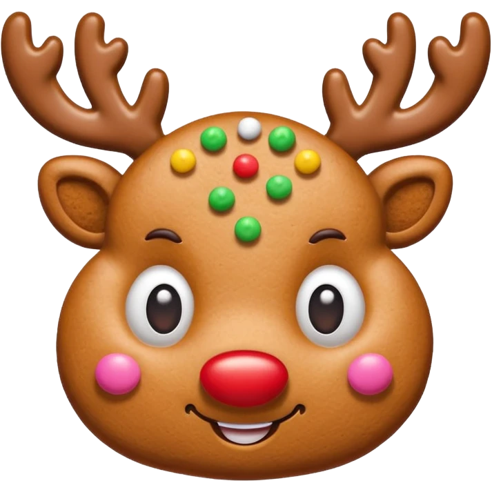 gingerbread cookie in cute reindeer face shape emoji