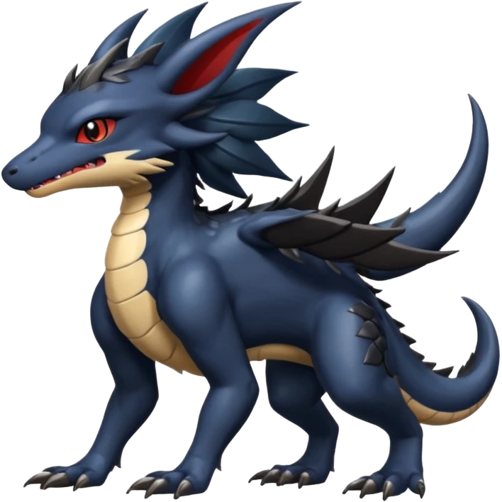 Dark Cute Shiny Edgy Nargacuga--Fakémon-hybrid-creature (full body)  emoji