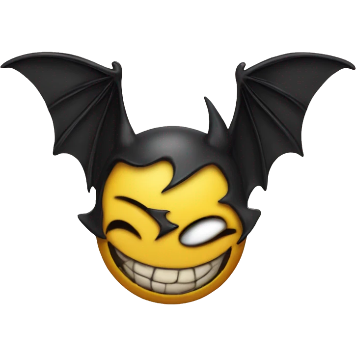 yello smily face with bat wings and tattoo emoji
