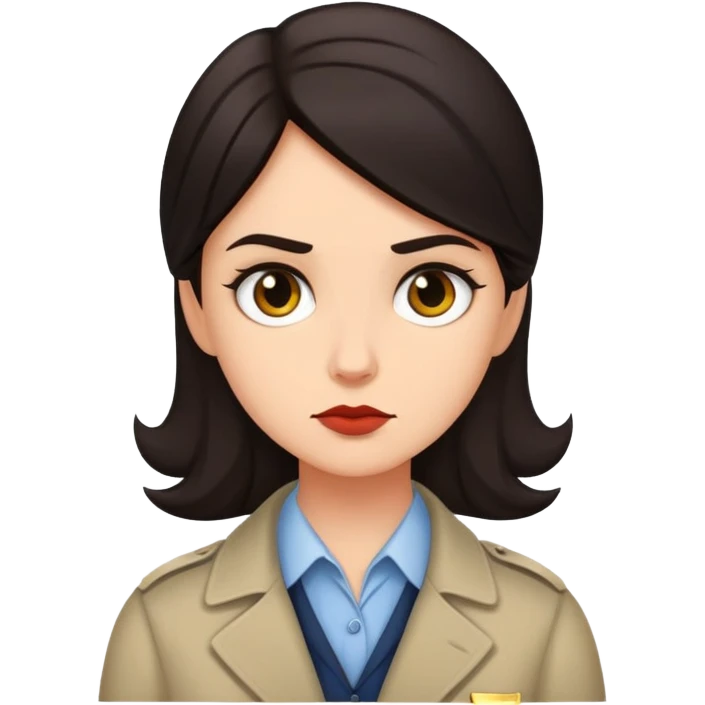 Pip from A Good Girl's Guide to Murder, modern emoji-style portrait, dark hair, thoughtful expression, detective vibe emoji