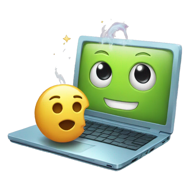 laptop and magic emoji