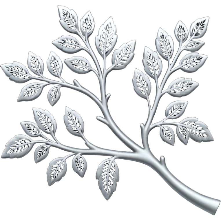 Black and silver filigree branch, 3D, extremely detailed design emoji
