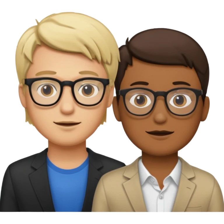 Blonde guy glasses with brunette glasses emoji