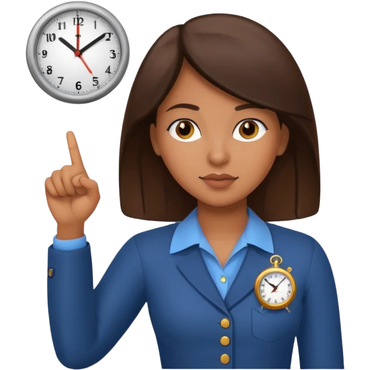 Latina girl pointing at a clock emoji