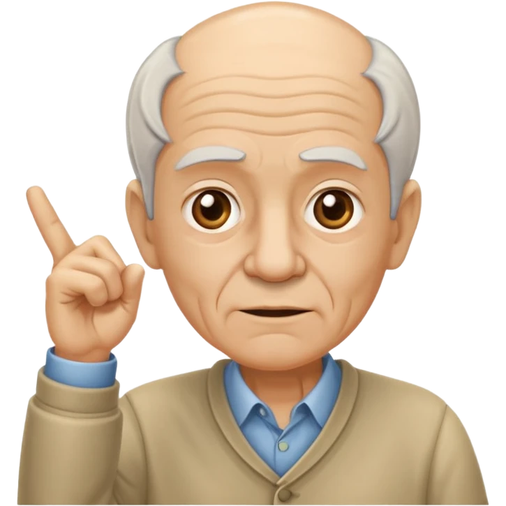 дедушка показывает указательными пальцем на висок  emoji
