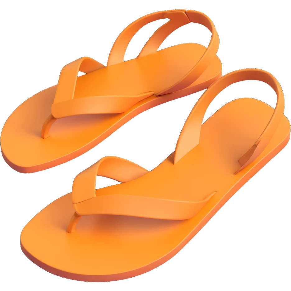 plain sandal bottom, minimal detail, 3D iPhone emoji style, viewed from the bottom emoji