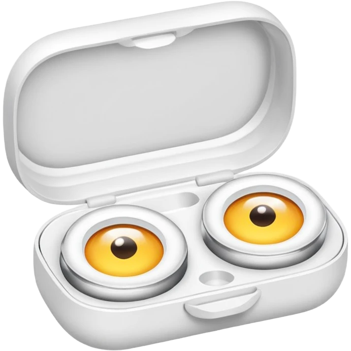2 contact lenses white travel mini case emoji