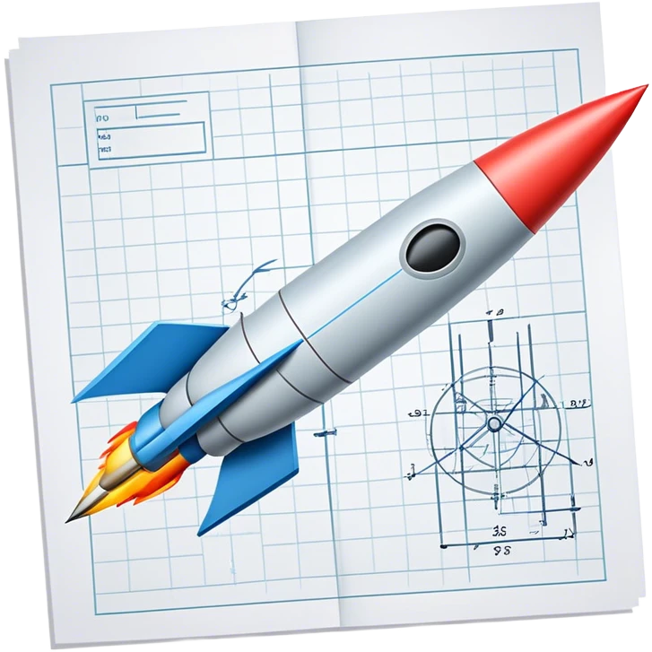 engineering drawing of the missile on the paper emoji