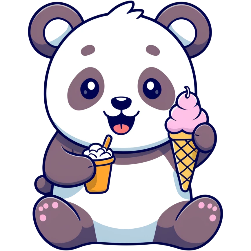 Panda eating ice cream emoji