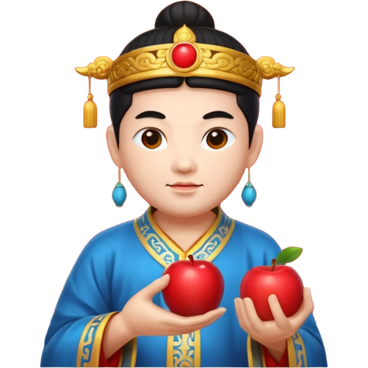 chinese god with an apple, green emoji