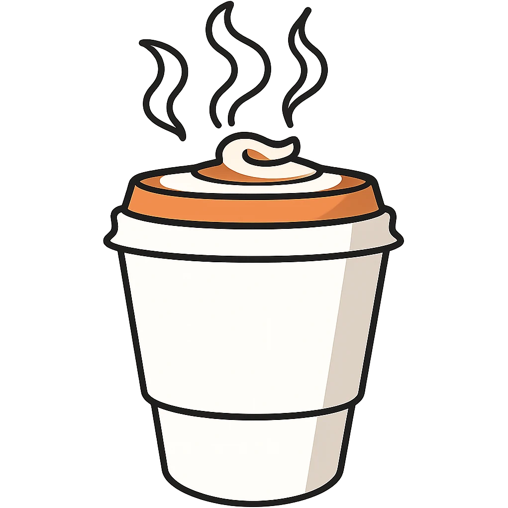 Add visible coffee steam rising from the cappuccino cup. Keep the style consistent with the original and maintain a transparent background. emoji