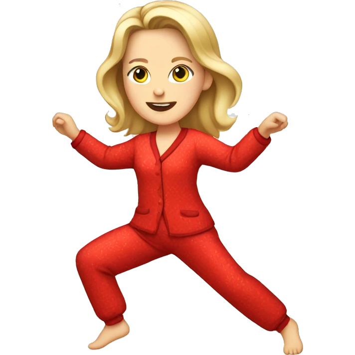 White Girl dancing in red pajamas  emoji