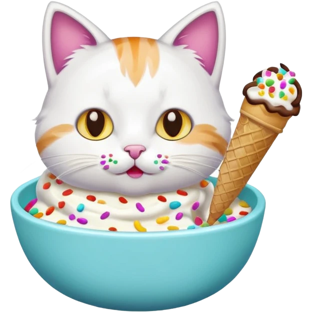cat icecream in a bowl emoji