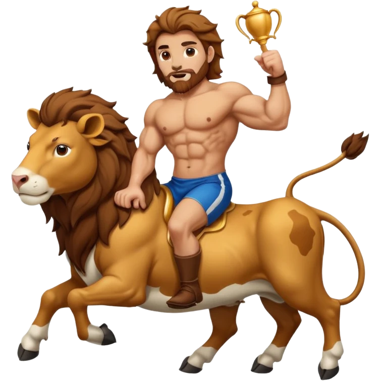 Cow riding a lion emoji