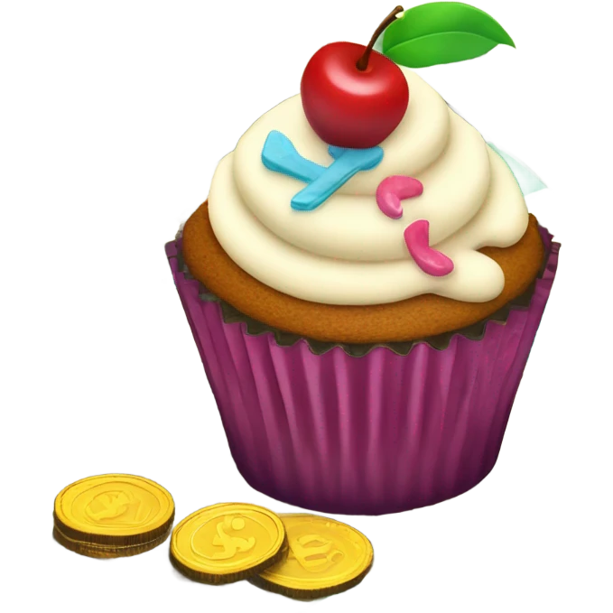 Delicious cupcake with some money emoji
