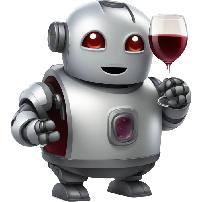 cute chubby robot drinking red wine emoji