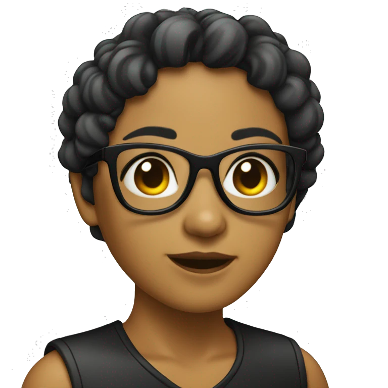 Una chica con pelo negro y con gafas emoji
