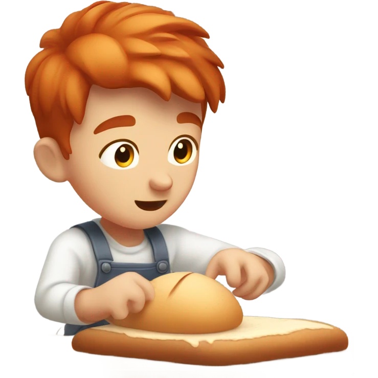 Red hair boy baking bread emoji