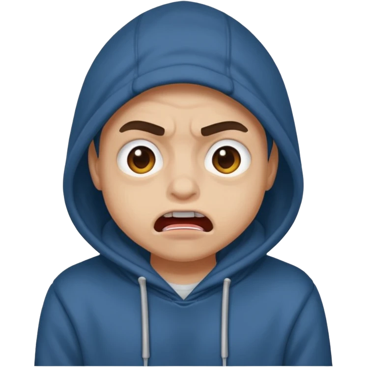 person with hoodie making ugly face emoji