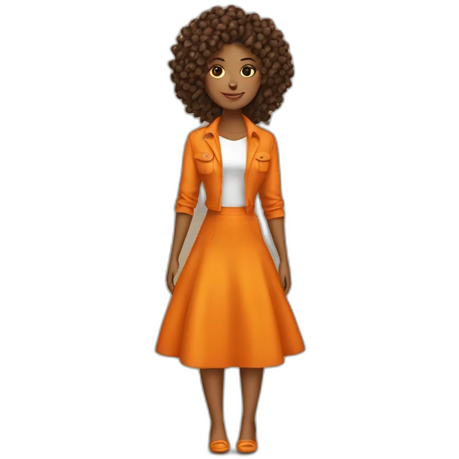 Mujer pelo largo rizado mechas naranjas emoji