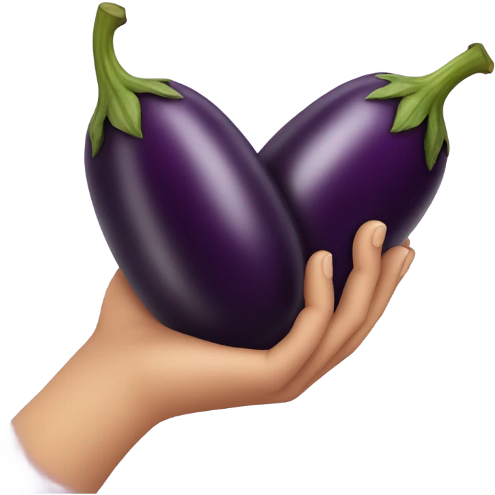 Hands with egg plant  emoji