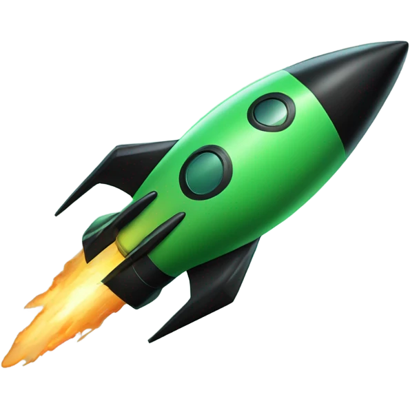 green and black rocket ship emoji