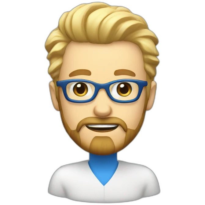 Blond man blue eye glasses beard eat hazelnut emoji