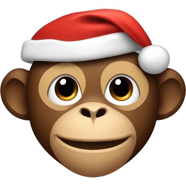 Monkey wearing a Santa hat emoji