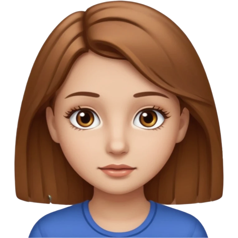 Girl with light brown hair and brown eyes pretty small lashes emoji