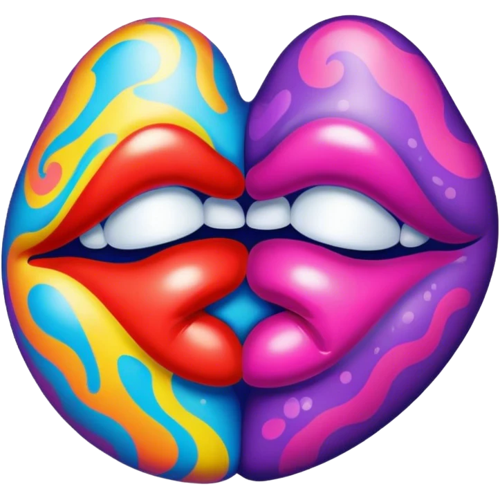 sealed with a kiss mark in psychedelic colors emoji