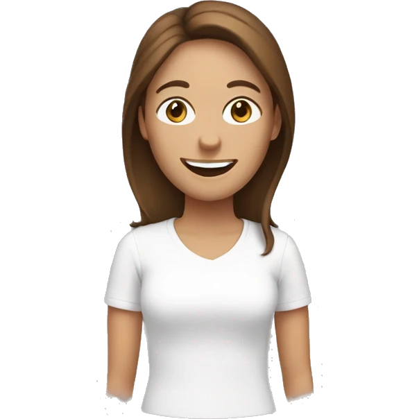 Smiling woman with brown hair and face mask emoji