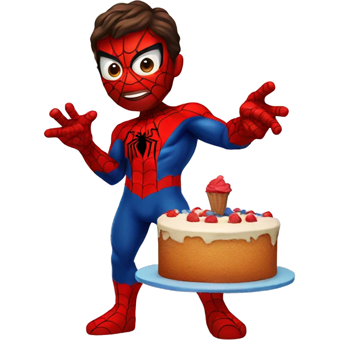 spiderman holding cake emoji